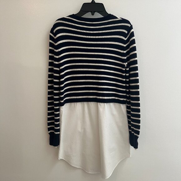 Theory Rymalia Sweater Shirt Tunic Top Striped Medium Blue White - Picture 8 of 9